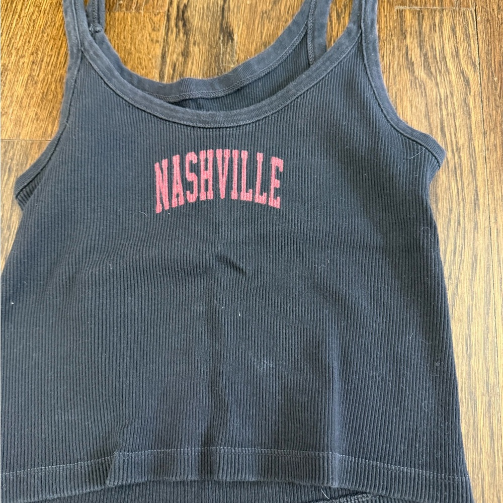 Nashville Black Ribbed Tank Top